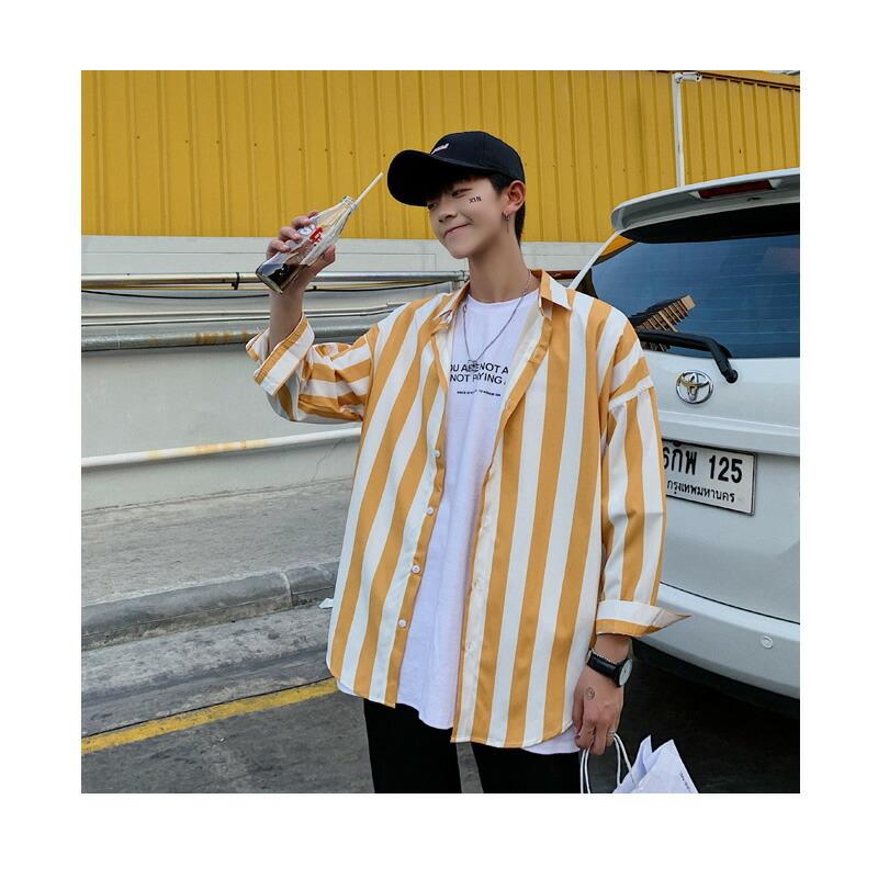 韓国 ファッション メンズ デート用 ストライプシャツ ゆったり 七分袖 メンズ メンズファッション モード系 モードストリート 韓流 K Pop Ct A029 C33 メンズファッション Bigbangfellas 通販 Yahoo ショッピング