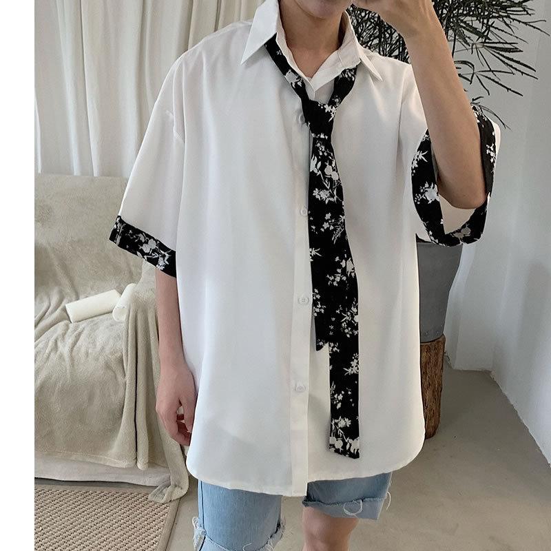 韓国 ファッション メンズ ゆる ボタニカル柄 ネクタイ付き シャツ ストール付き カジュアルシャツ ビッグシルエット Ct A031 St57 メンズファッション Bigbangfellas 通販 Yahoo ショッピング