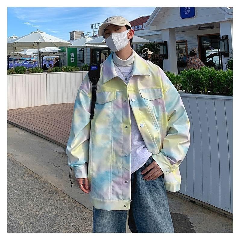 Puレザージャケット 韓国 ファッション ゆったり タイダイ柄 パステルカラー フェイク レザー アウター 男女 シェア服 メンズ レディース Ct A066 Jx05 メンズファッション Bigbangfellas 通販 Yahoo ショッピング