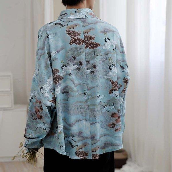 ビッグシルエット シャツ メンズ 長袖 ストライプ 柄 和柄 鶴 ボタニカル 和風 アフリカン 民族 カジュアルシャツ 韓国 ファッション 韓流 Ct A159 67 メンズファッション Bigbangfellas 通販 Yahoo ショッピング