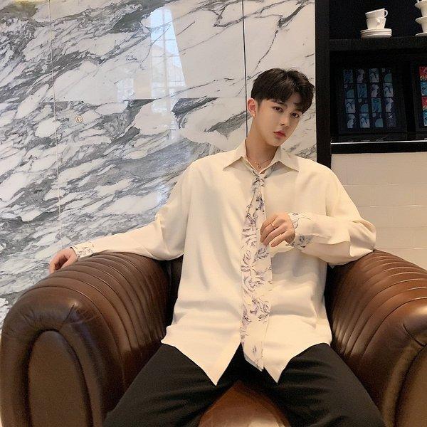 ストールネクタイセット デザインシャツ モード系 韓流 韓国 ファッション メンズ サロン系 原宿系 韓国系メンズ ボタンダウン カットソー 長袖 Ct 61 53 メンズファッション Bigbangfellas 通販 Yahoo ショッピング