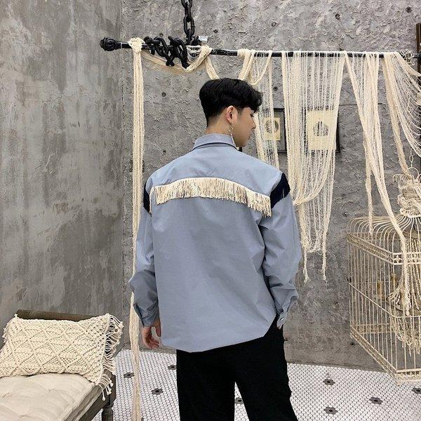 フリンジ デザインシャツ ゆったり 肩章 モード系 韓流 韓国 ファッション メンズ サロン系 原宿系 韓国系メンズ ボタンダウン カットソー 長袖 Ct 61 967 メンズファッション Bigbangfellas 通販 Yahoo ショッピング