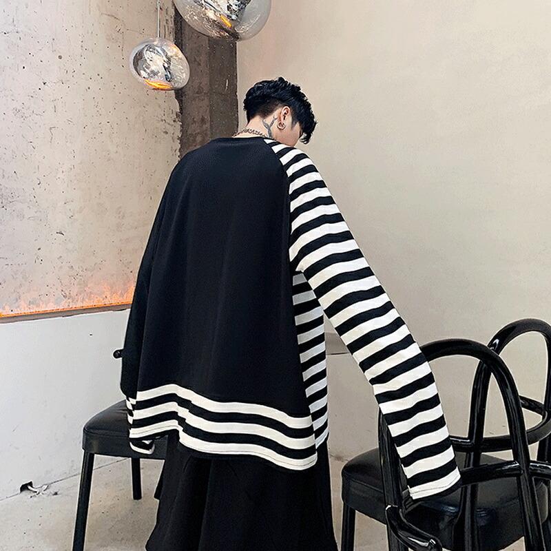 韓国 ファッション メンズ ボーダー 柄 フェイクレイヤード ロングTシャツ ロンT ビッグシルエット 重ね着 ゆったり 長袖 ロングスリーブ モード :ct-b236-d497:メンズファッション BIGBANGFELLAS - 通販 - Yahoo!ショッピング 韓国 ファッション メンズ ボーダー 柄 フェイクレイヤード ロングTシャツ ロンT ビッグシルエット 重ね着 ゆったり 長袖 ロングスリーブ モード :ct-b236-d497:メンズファッション BIGBANGFELLAS - 通販 - Yahoo!ショッピング
