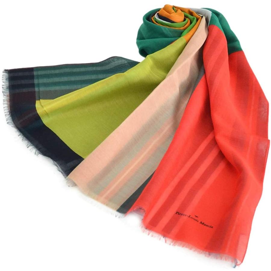 ランキング上位のプレゼント ピエール ルイ 並行輸 ワンサイズ マルチストライプ グリーン オレンジ ストール メンズ Mascia マシア Pierre Louis 財布 帽子 ファッション小物 Manesbijouterie Com