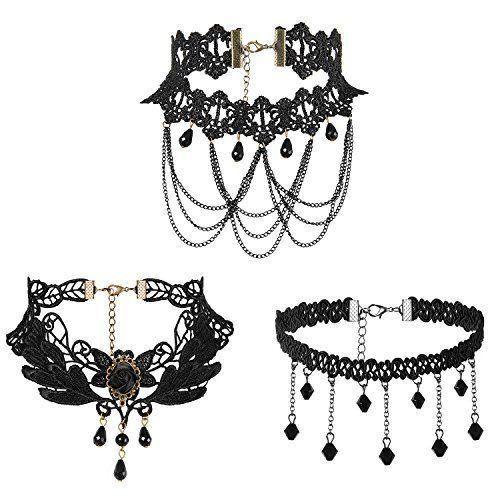 Flongo チョーカー アンティーク レディースネックレス Choker レース 首輪人間 可愛い 3点セット ハロウイン 小物 黒 スチ Big Bear Store 通販 Yahoo ショッピング