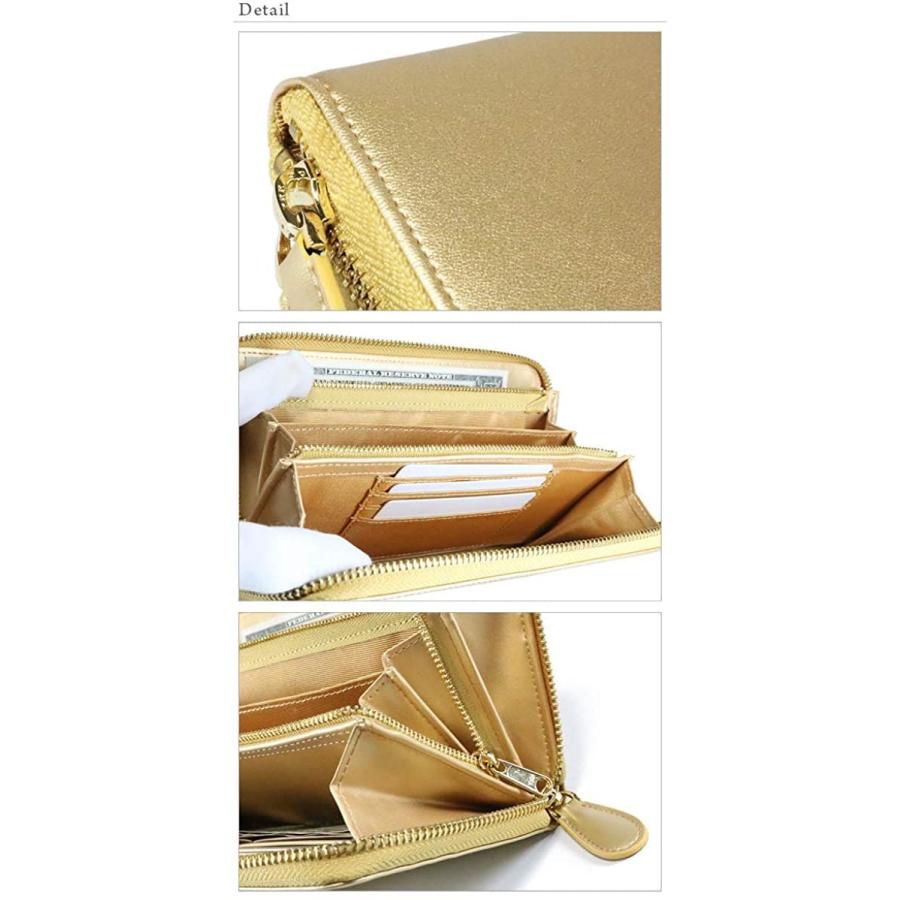 柔らかい オールゴールド 本革 牛革 財布 本革 レザー レディース ラウンドファスナー 長財布 ラウンドジップ ロングウォレット 風水 金運 メンズ 絶対一番安い Www Doctor Plan Com