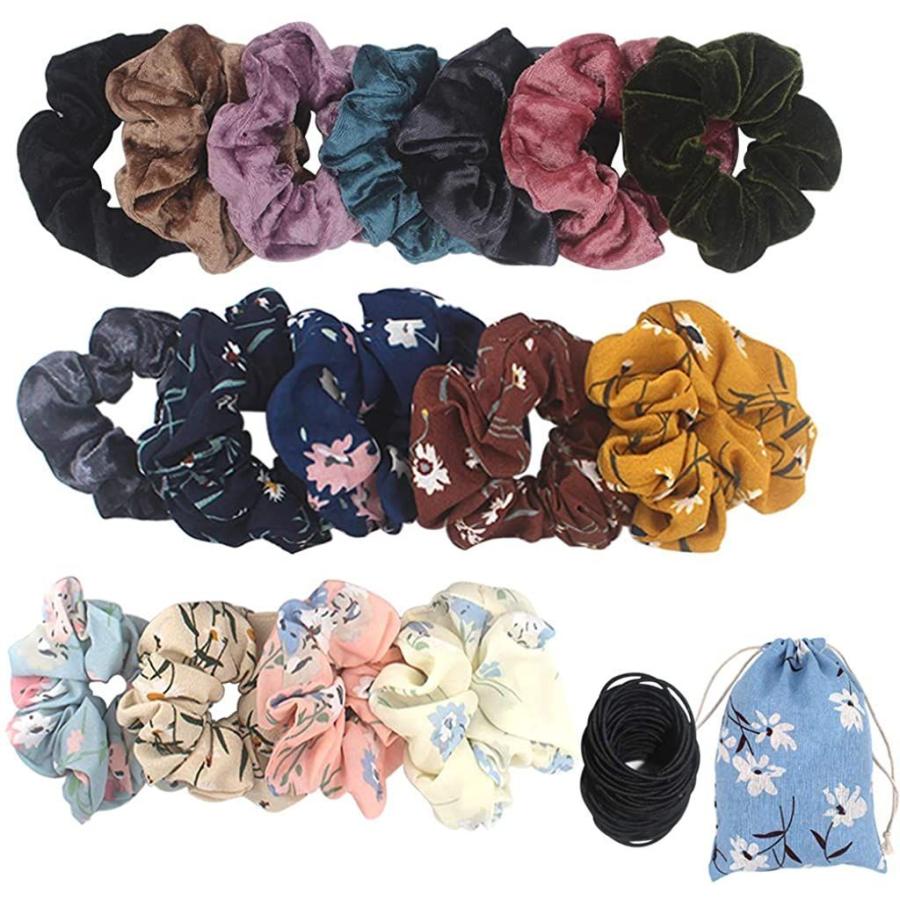 シュシュ ヘアゴム 髪飾り 15点セット 髪留め ヘアアクセサリー 上品 花柄 大人 女性 レディース ヘアアクセ 通勤 プレゼント 収納ポ Big Bear Store 通販 Yahoo ショッピング