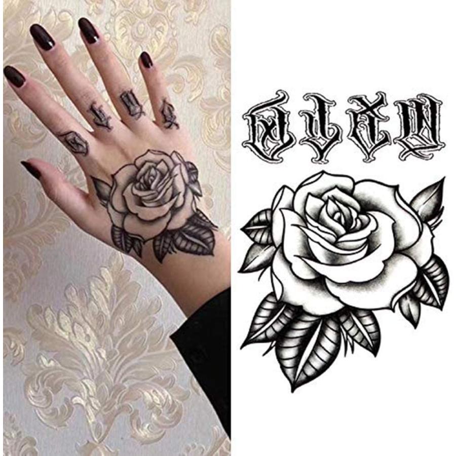 Yesallwas タトゥーシール 薔薇 黒 バラ 花 6枚セット 入れ墨シール リアル 高品質 防水 長持ち 刺青シール ボディーシール Big Bear Store 通販 Yahoo ショッピング
