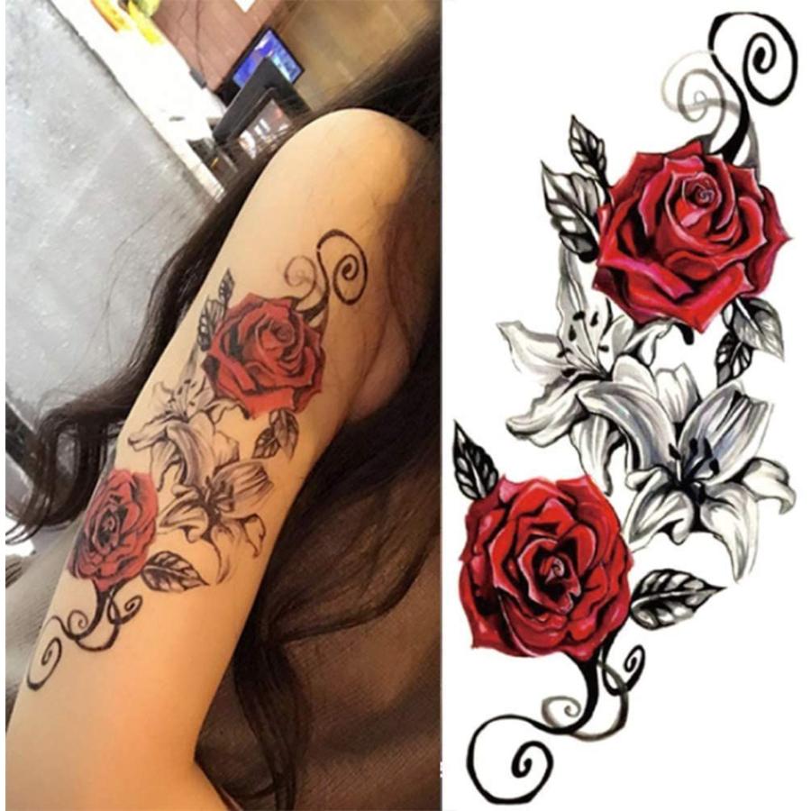 Yesallwas タトゥーシール 薔薇 黒 かわいい レー スデザイン 女性 7枚セット 赤 蓮 花 リアル タトゥーステッカー ボディー Big Bear Store 通販 Yahoo ショッピング