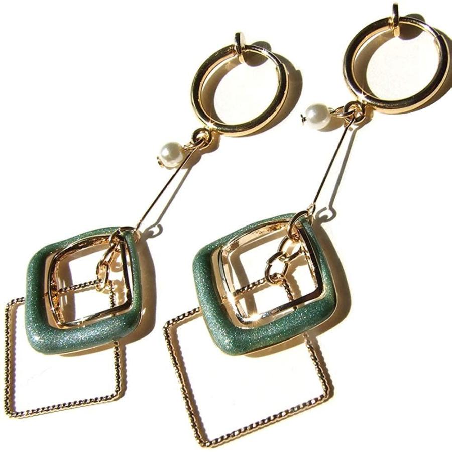 ファッションの イヤリング レディース グリーン 揺れる ノンホール ハンドメイド 軽い スクエア 樹脂 イヤリング Www Casinomendoza Com Ar