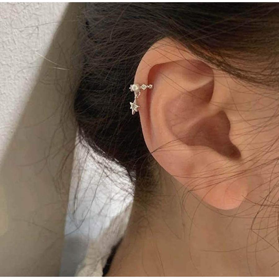 2種類 イヤーカフ ノンホールピアス フェイクピアス クリップピアス 耳掛け 挟む 軟骨ピアス パール 片耳 金属アレルギー 誕生日 記念日 スーパーセール