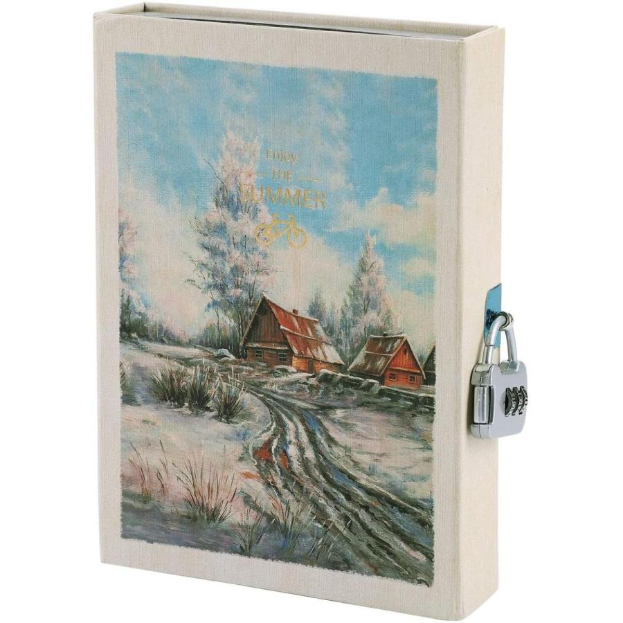 鍵付き日記帳 高級ノート メモ帳 レトロ 風景イラスト パスワードロック ダイアリー 秘密ノート ケース入り 分厚い 横罫手帳 人気 文具 Big Bear Store 通販 Yahoo ショッピング