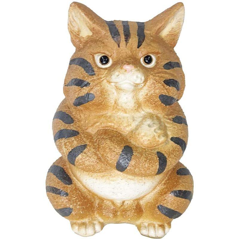 数量は多 信楽焼 ボスねこ トラ 信楽焼ねこ置物 可愛い陶器ネコ置物 しがらきやき 猫置物 猫 ギフト インテリア 謹呈豆かえる オブジェ 置き物