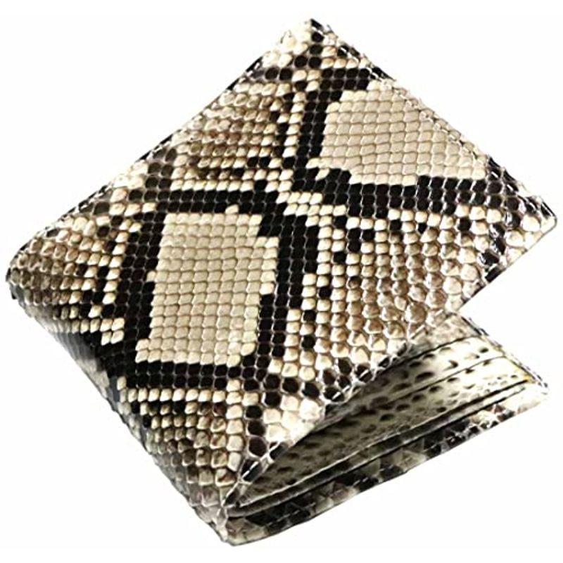 パイソン メンズ 二つ折り財布 2つ折り財布 本革 レザー 蛇革 蛇皮 短