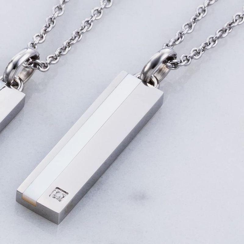 ホワイトクローバー ペアネックレス サージカルステンレス316L ダイヤモンド シェル プレート シルバー&シルバー 4SUP064SV& ホワイトクローバー ペアネックレス サージカルステンレス316L ダイヤモンド シェル プレート シルバー&シルバー 4SUP064SV&