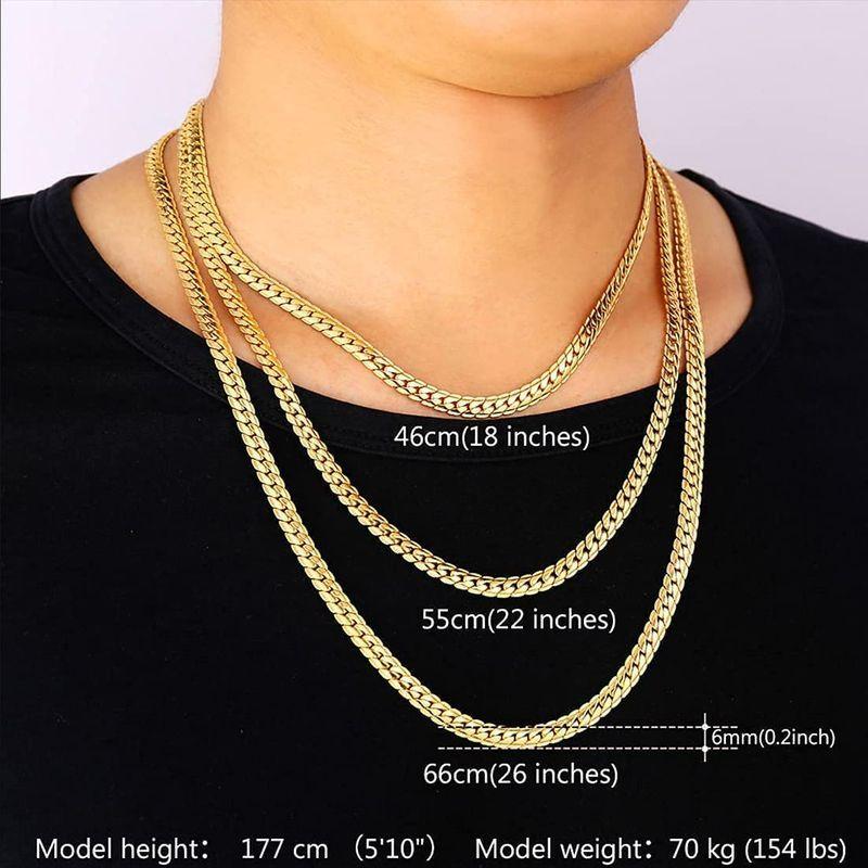 ゴールドチェーンネックレス 55cm 6㎜ メンズ レディース 喜平ネックレス