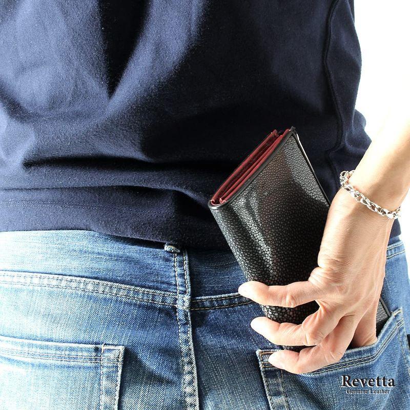 レヴェッタ エイ革 長財布 財布 内側ワインレッド レザー YKK製 L字