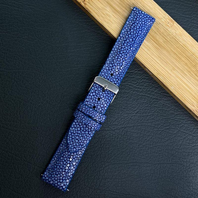 Vinacreations 18mm ブルー エイ皮時計ベルトスティングレイ 腕時計