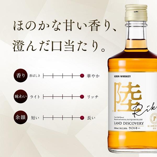 オリジナルグラス2個・炭酸水2本付き ウイスキー whisky 国産ウイスキー 送料無料 キリン 陸 RIKU 50度 500ml×2本(002)｜bigbossshibazaki｜02