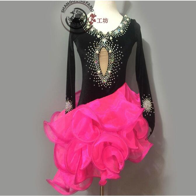 社交ダンスドレス 社交ダンス 衣装 モダンドレス 大きい裾 社交ダンス競技用のドレス ダンスウエア 練習服 競技着 演出用