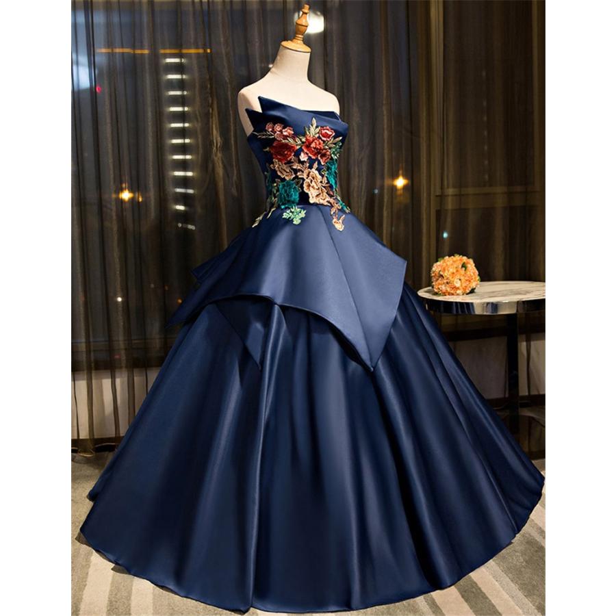 カラードレス ウェディングドレス 二次会 ロング 二次会ドレス パーティードレス ロングドレス 花嫁ドレス カラードレス 結婚式 紺色 Cshs103 Bigchancenet 通販 Yahoo ショッピング