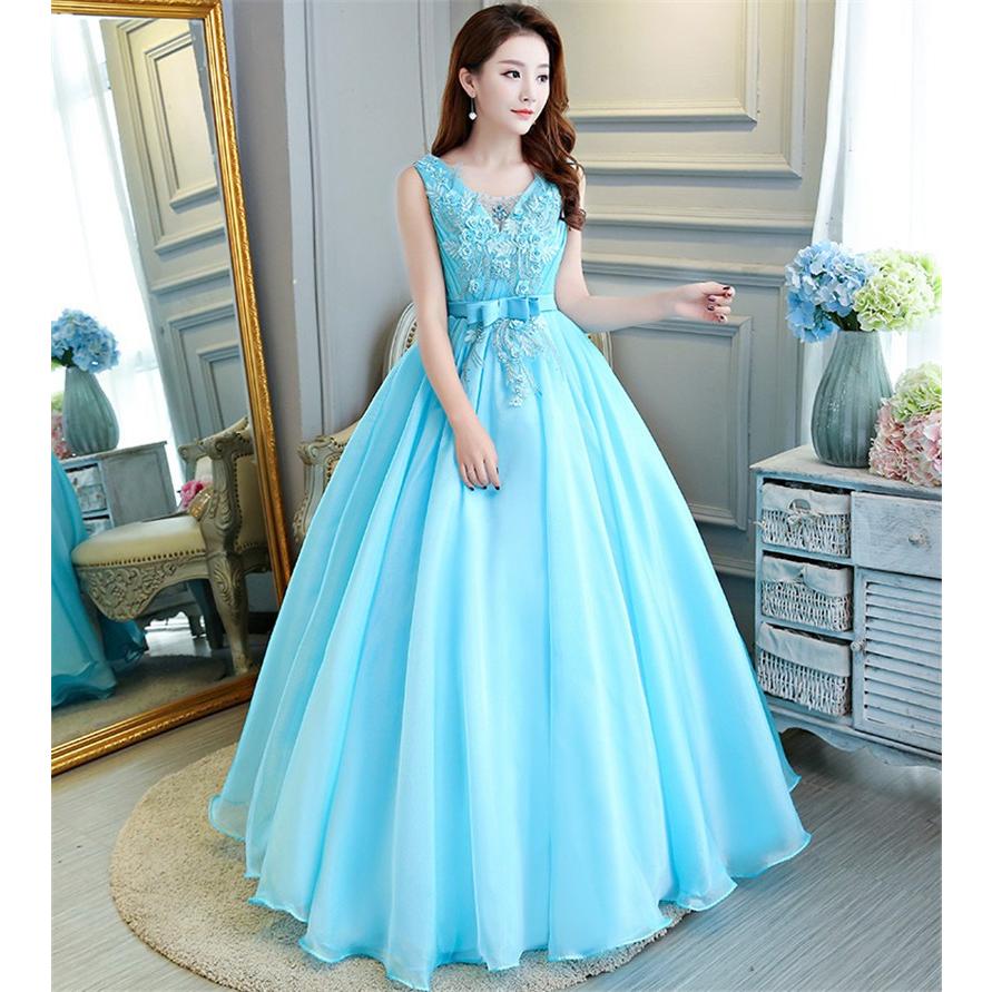 カラードレス ウェディングドレス 演奏会用ロングドレス ペールオレンジ Aライン 大きいサイズ 小さいサイズ ステージ衣装 ブルー Cshs462 Bigchancenet 通販 Yahoo ショッピング