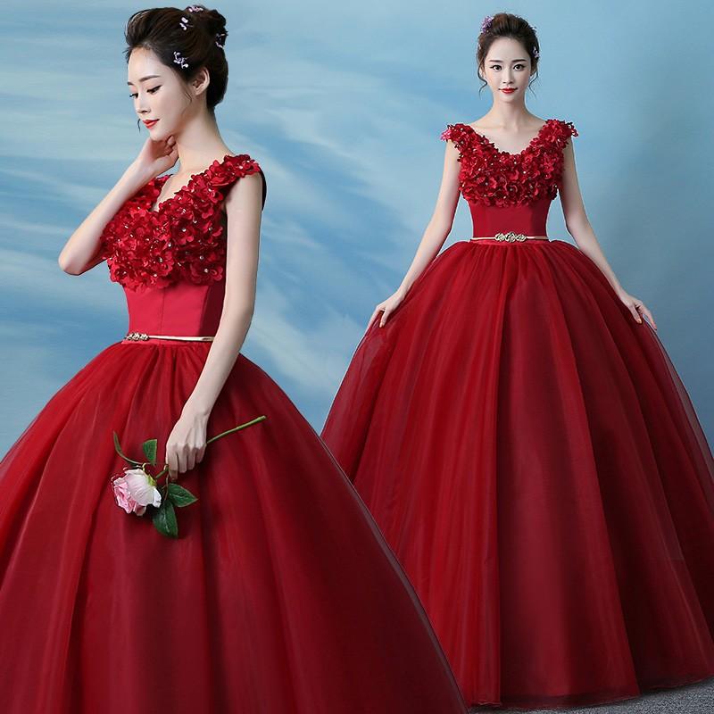 21新品 演奏会用ロングドレス 人気カラードレス 二次会 花嫁 結婚式 舞台 ワインレッド Cshs581 Bigchancenet 通販 Yahoo ショッピング