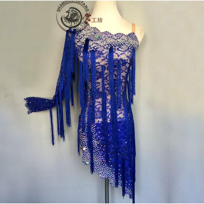 社交ダンスドレス 社交ダンス 衣装 モダンドレス 大きい裾 社交ダンス競技用のドレス ダンスウエア 練習服 競技着 演出用(10290円)