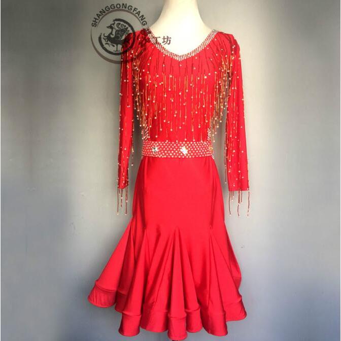 社交ダンスドレス 社交ダンス 衣装 モダンドレス 大きい裾 社交ダンス競技用のドレス ダンスウエア 練習服 競技着 演出用(10290円)