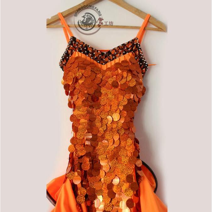 【ほぼ新品】社交ダンス ラテンドレス オレンジ 社交ダンス ラテンドレス ほぼ新品】社交ダンス ラテンドレス オレンジ