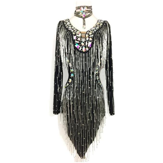 社交ダンスドレス 社交ダンス 衣装 モダンドレス 大きい裾 社交ダンス競技用のドレス ダンスウエア 練習服 競技着 演出用