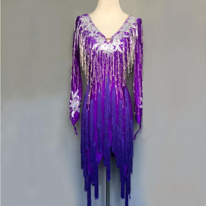 社交ダンスドレス 社交ダンス 衣装 モダンドレス 大きい裾 社交ダンス競技用のドレス ダンスウエア 練習服 競技着 演出用