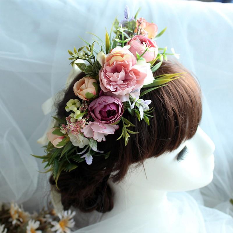 花冠ティアラ ウエディング 花冠 花かんむり ヘアアクセサリー 結婚式 ヘッドアクセ 花輪 森ガール 写真撮り パーティ ブライダル 花嫁 フラワーガール Hh07 Bigchancenet 通販 Yahoo ショッピング
