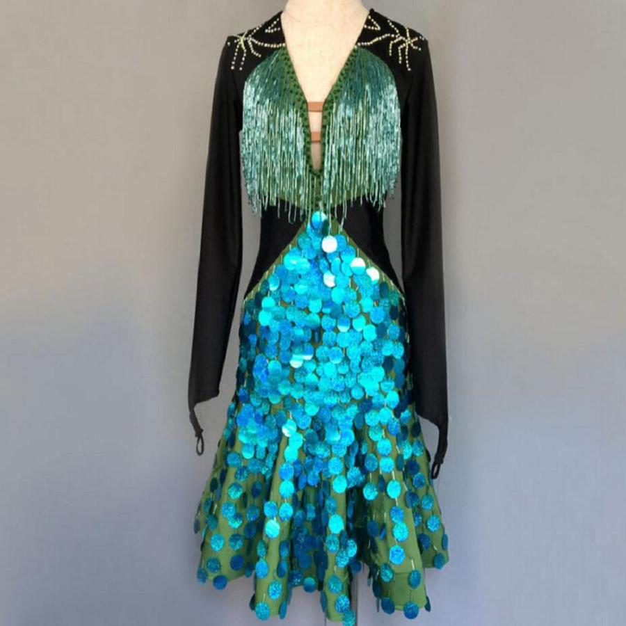 社交ダンスドレス 社交ダンス 衣装 モダンドレス 大きい裾 社交ダンス競技用のドレス ダンスウエア 練習服 競技着 演出用(15288円)