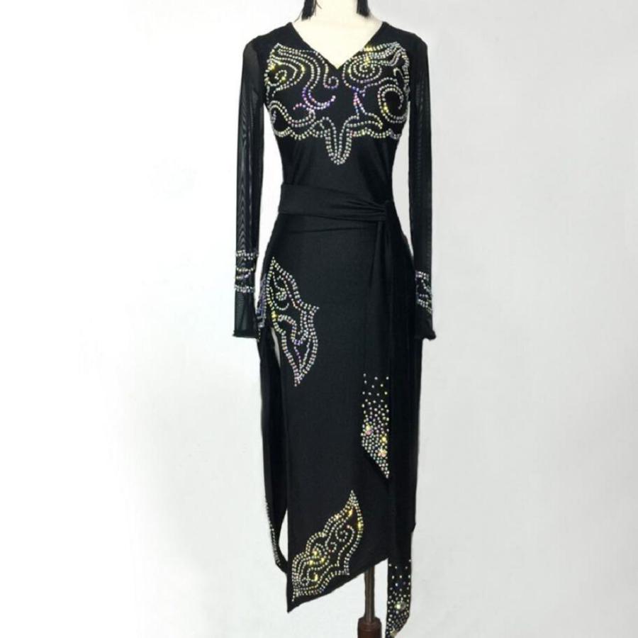 社交ダンスドレス 社交ダンス 衣装 モダンドレス 大きい裾 社交ダンス競技用のドレス ダンスウエア 練習服 競技着 演出用(14329円)