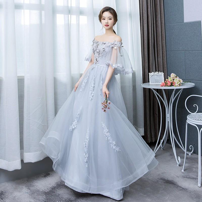ロングドレスウェディングドレス マキシワンピース 結婚式 ドレス カラードレス フォーマル ドレス パーティードレス レディース 大人  Aライン[グレー] :LFCK1012:BigchanceNet - 通販 - Yahoo!ショッピング
