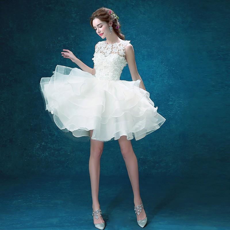 パーティードレス ショートドレス レディースドレス ワンピ 花嫁ドレス 二次会 結婚会 ミニドレス 花嫁 姫系 ウェディングドレス カラードレス 同窓会 白 Lfdk02 Bigchancenet 通販 Yahoo ショッピング