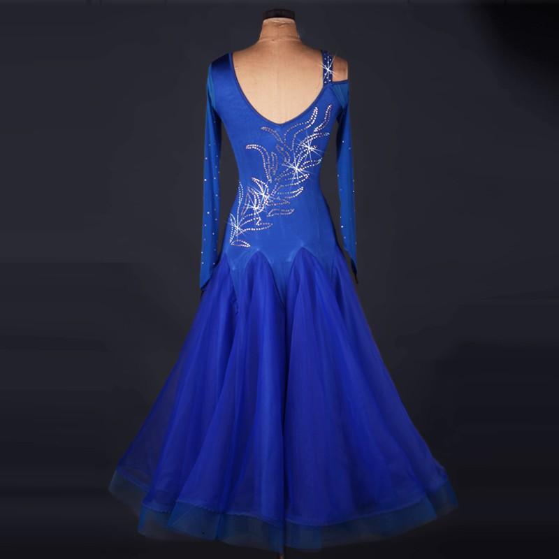 社交ダンスドレス 社交ダンス 衣装 モダンドレス 大きい裾 社交ダンス競技用のドレス ダンスウエア 練習服 競技着 演出用 総丈：125