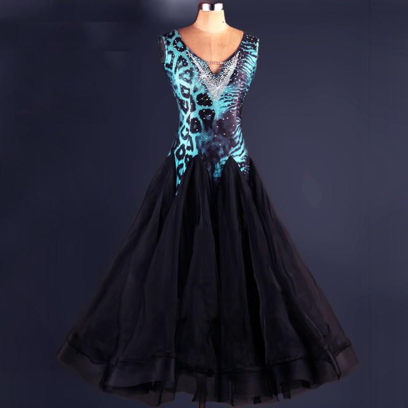 社交ダンスドレス 社交ダンス 衣装 モダンドレス 大きい裾 社交ダンス競技用のドレス ダンスウエア 練習服 競技着 演出用 総丈：125