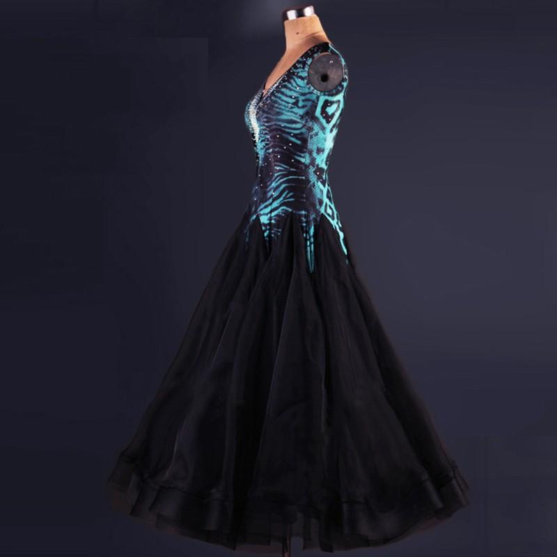 社交ダンスドレス 社交ダンス 衣装 モダンドレス 大きい裾 社交ダンス競技用のドレス ダンスウエア 練習服 競技着 演出用 総丈：125