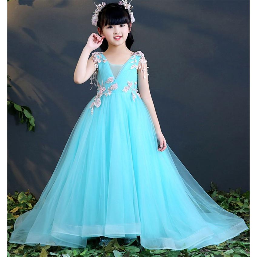 21新作 子供ドレス ピアノ発表会 ロング 結婚式 キッズフォーマル ドレス 子供ドレス 発表会 子どもドレス ジュニアドレス ブルー Rtlf250 Bigchancenet 通販 Yahoo ショッピング
