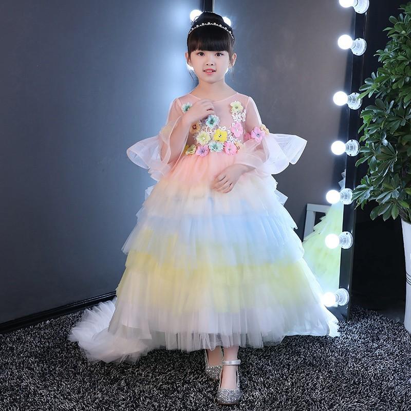 女の子ジュニア ワンピース トレーンドレス 入園式 七五三 子供服ドレス プリンセス お嬢さんドレス フォーマルドレス ガールズ ステージ衣装 ピンク Supersport Tn