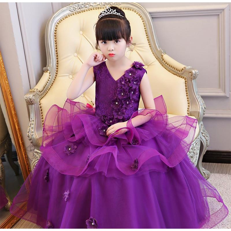 女の子ジュニア ワンピース トレーンドレス 入園式 七五三 子供服ドレス プリンセス お嬢さんドレス フォーマルドレス ガールズ ステージ衣装 パープル Rtlf371 Bigchancenet 通販 Yahoo ショッピング