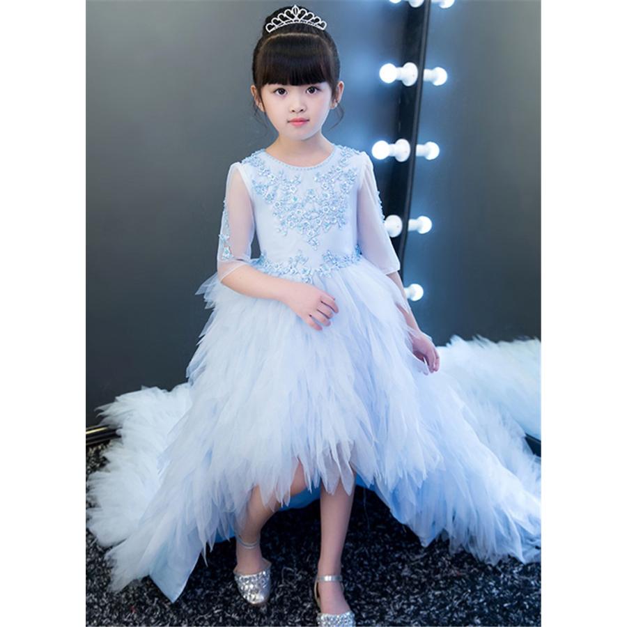 限定セール 子供ドレス ピアノ発表会 ロング 子供ドレス 発表会 子どもドレス フォーマル 七五三 ジュニアドレス ブルー Specializeddata Com