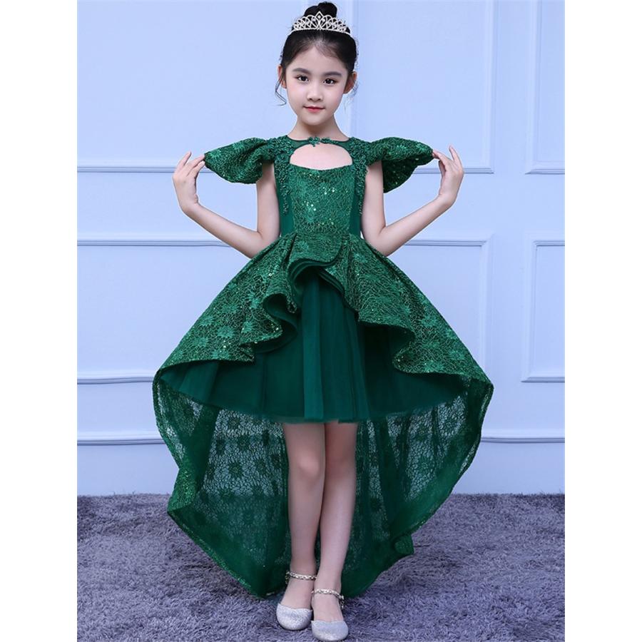 新品 子供ドレス ピアノ発表会 ロング 子どもドレス フォーマル 七五三 ドレス 子供 結婚式 パーティー ワンピース キッズ ジュニア 女の子 グリーン Supersport Tn