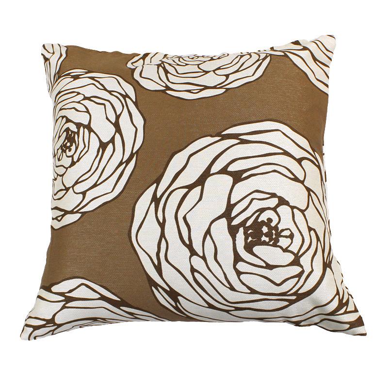 クッションカバー かわいい バラ柄 ブラウン ファスナー付き 正方形 40cm角用 洗濯ok 既製品 Cushion 02 美源織物 通販 Yahoo ショッピング