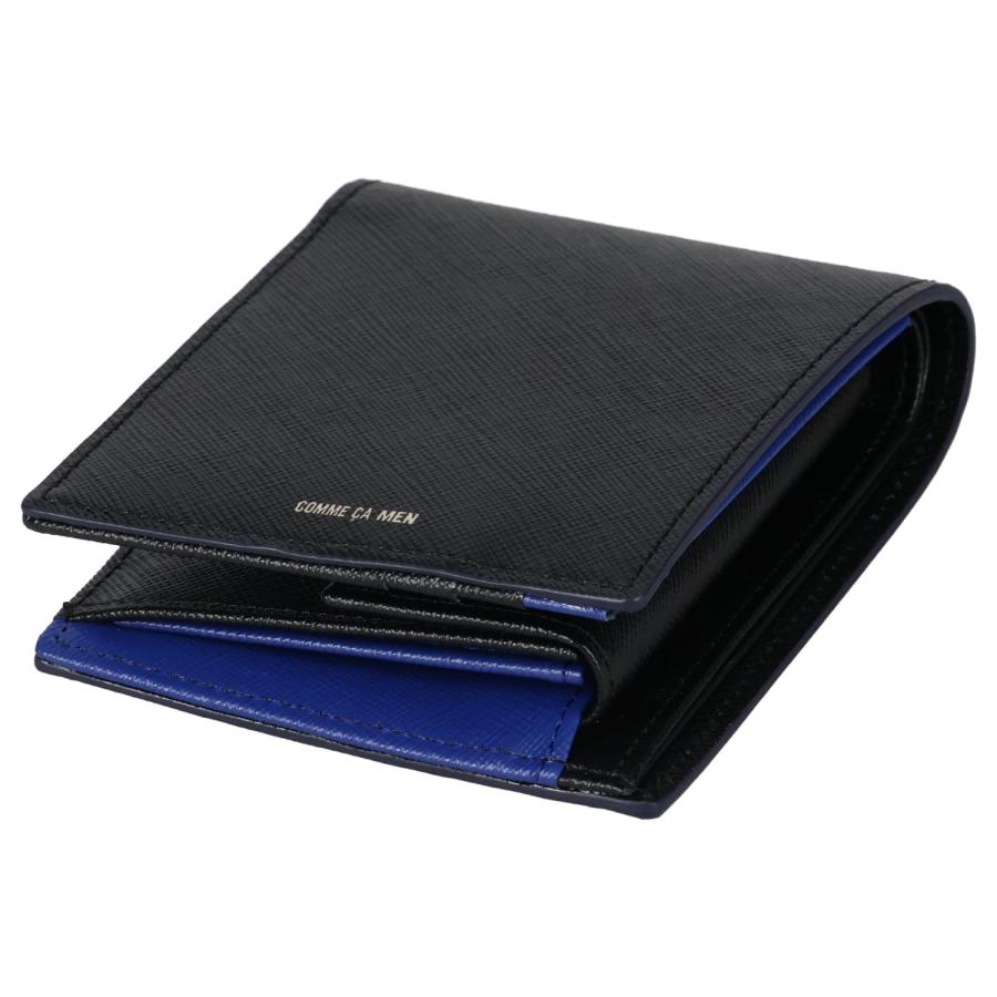 COMME CA MEN 二つ折り財布 6754 ブラック×ブルー COMME CA MEN（コムサメン） 財布 二つ折り メンズ レディース 本革