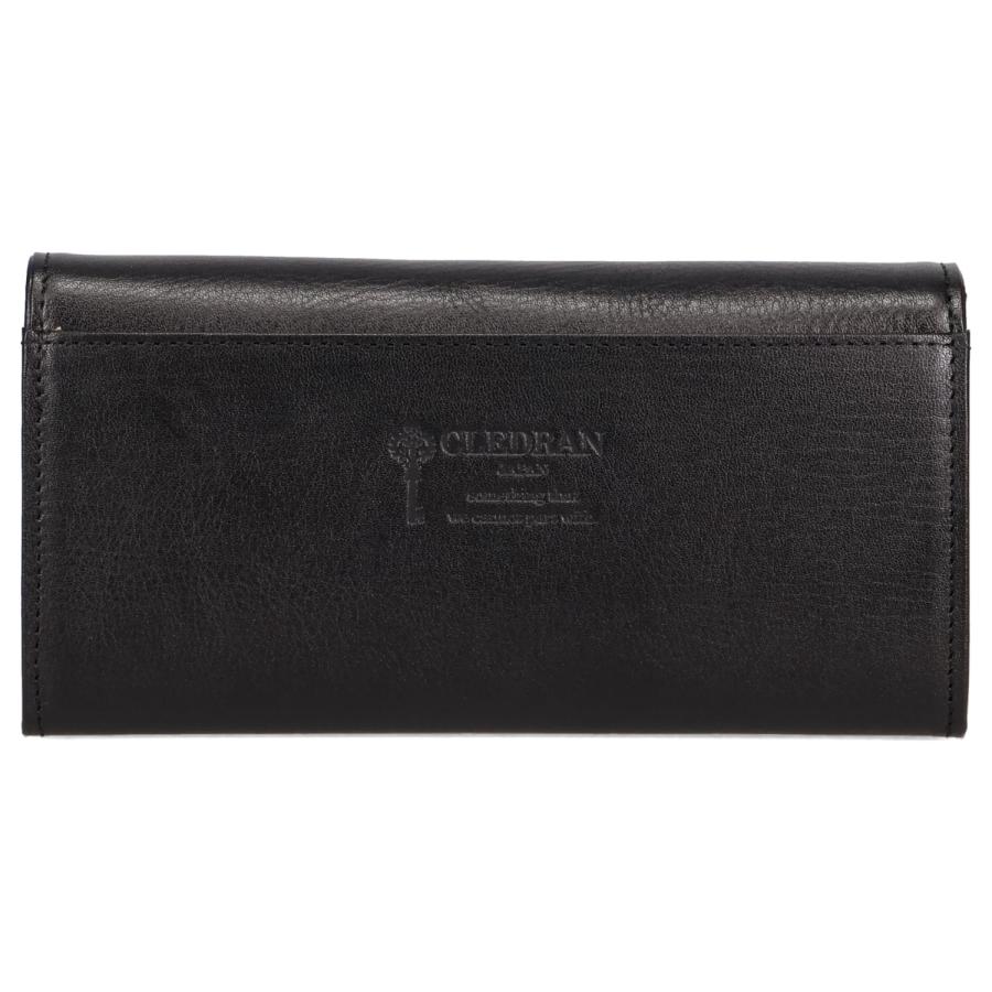 クレドラン CLEDRAN 財布 長財布 レディース 薄い コンパクト 本革 TRONC FLAP WALLET ブラック グレー グリーン 黒 CL3... ブラック系/グリーン系/グレー系