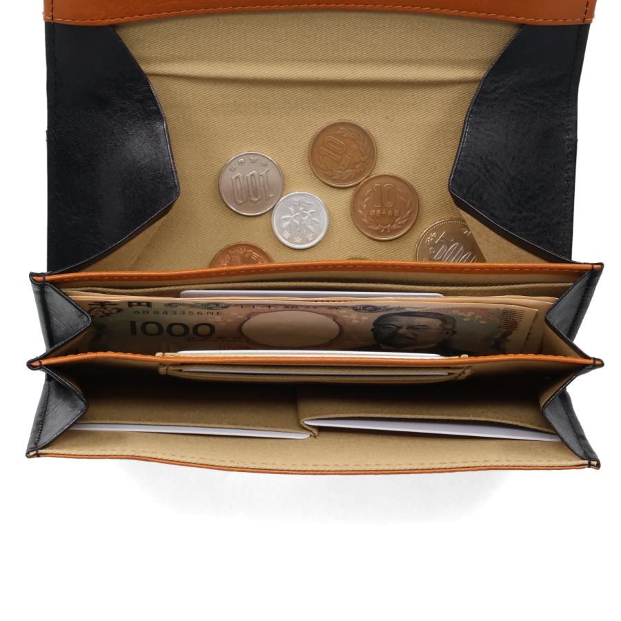 クレドラン CLEDRAN 財布 長財布 レディース 薄い コンパクト 本革 TRONC FLAP WALLET ブラック グレー グリーン 黒 CL3... ブラック系/グリーン系/グレー系