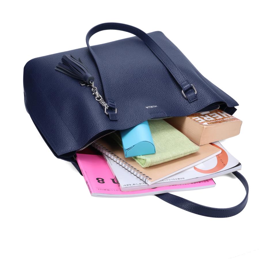 MURUA ムルーア バッグ トートバッグ レディース A4サイズ対応 ファスナー付き タッセル ブラック ライト グレー ネイビー MR-B1326 MURUA（ムルーア） トートバッグ レディース A4サイズ対応 ファスナー